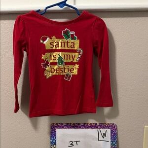 Holiday Time Red Long Sleeve Kids Christmas Tee